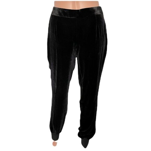 Magaschoni Black Velvet/Silk Hem Band Pants Size 6 - Picture 2 of 13